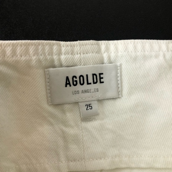 Agolde Celia Paperbag Waist Denim Shorts in Paste White size 25 with Belt - Picture 7 of 12